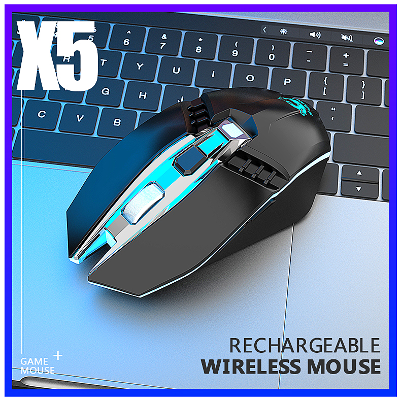 X5 Wireless Gaming Mouse Rechargeable 500mAh Battery Bluetooth 3.0+5.0+2.4G Wireless Optical Mice Adjustable DPI Levels for Laptop PC Mac